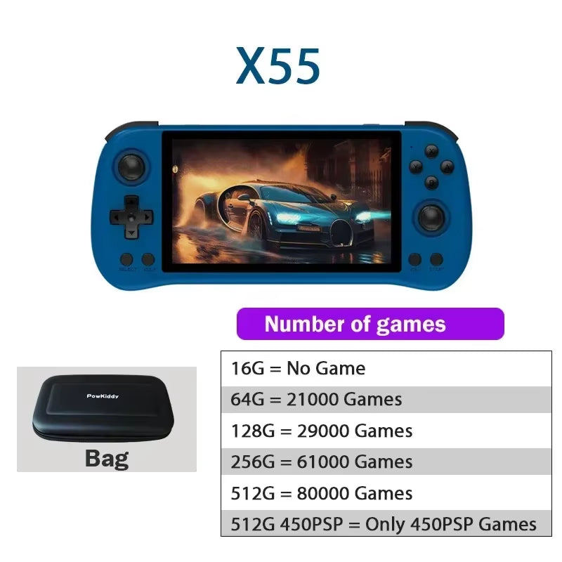 80000Games 512G  5.5INCH IPS Screen RK3566 Handheld Game Console Linux Open-Source Retro Console HD Gifts