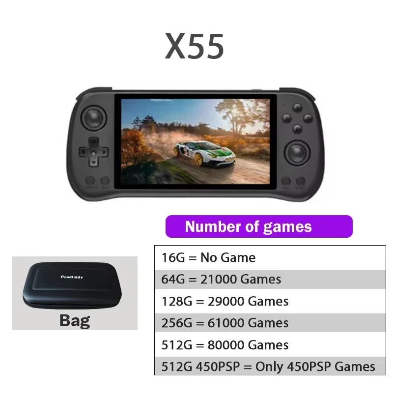 80000Games 512G  5.5INCH IPS Screen RK3566 Handheld Game Console Linux Open-Source Retro Console HD Gifts